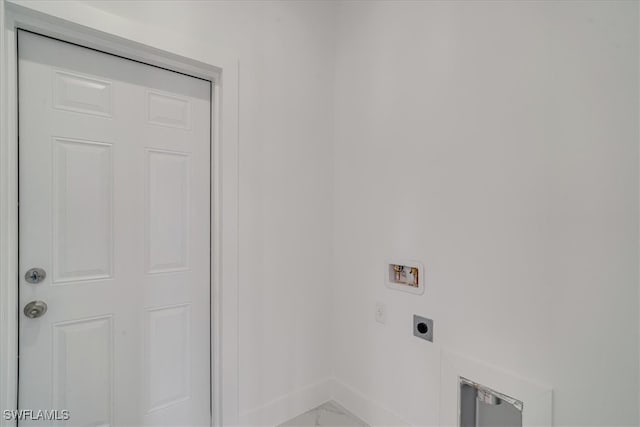 laundry area featuring electric dryer hookup and washer hookup