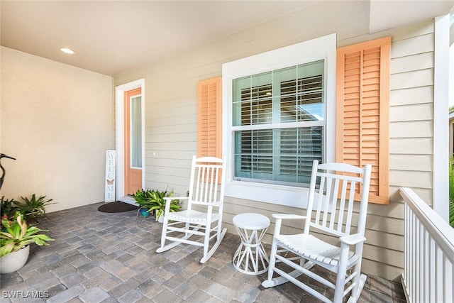 view of patio featuring covered porch