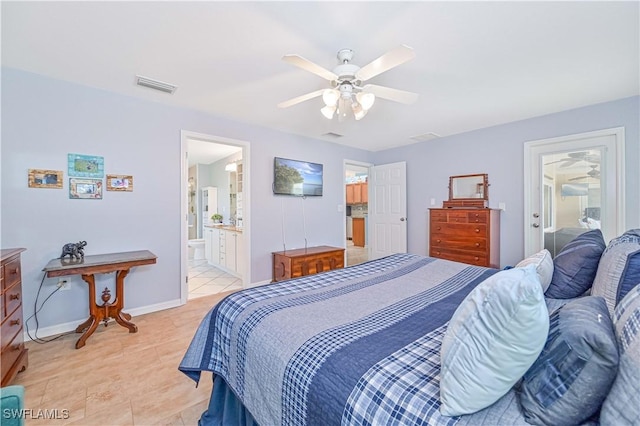3922 NE 23rd Pl, Cape Coral, FL 33909 - bedroom with ensuite bathroom, baseboards, light tile patterned floors, and visible vents