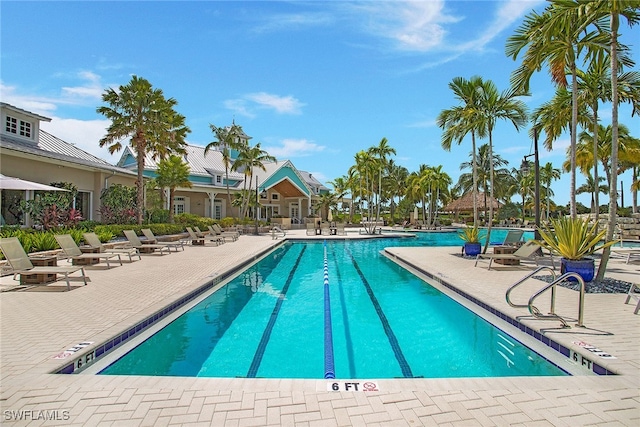 pool featuring a patio area