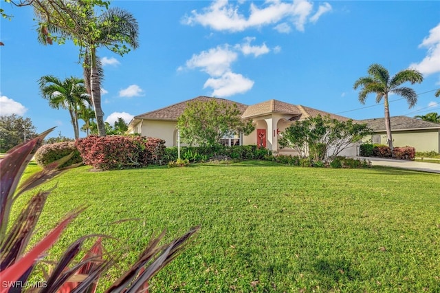 mediterranean / spanish-style home featuring a front lawn