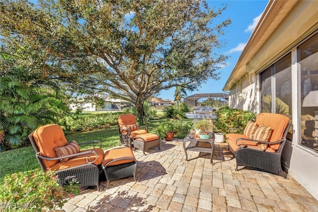 view of patio featuring an outdoor living space