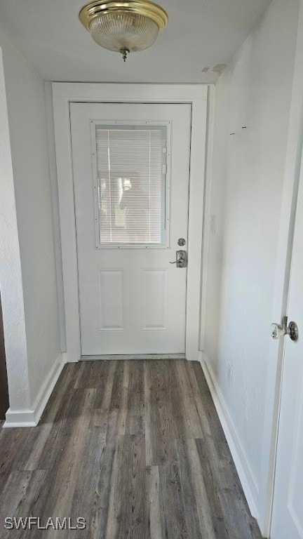 entryway with dark wood-type flooring