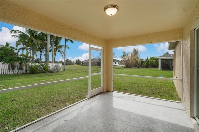 view of unfurnished sunroom