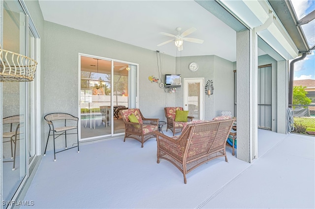 view of patio / terrace featuring ceiling fan