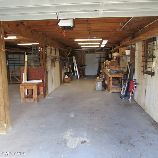 garage with a garage door opener