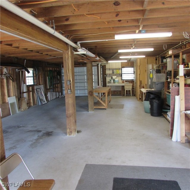 basement with a healthy amount of sunlight