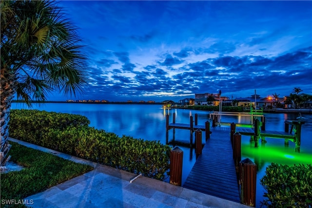 view of dock featuring a water view