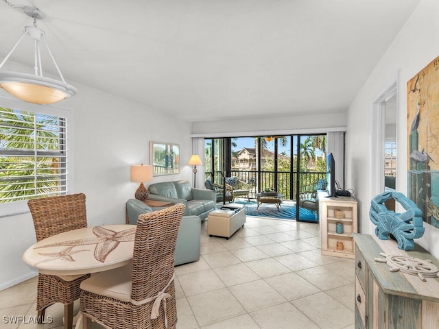 view of tiled living room