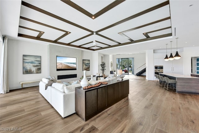 living room featuring light hardwood / wood-style flooring