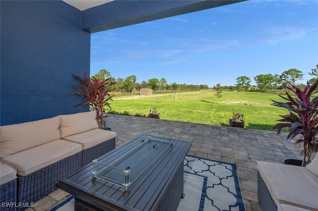 view of patio featuring an outdoor hangout area