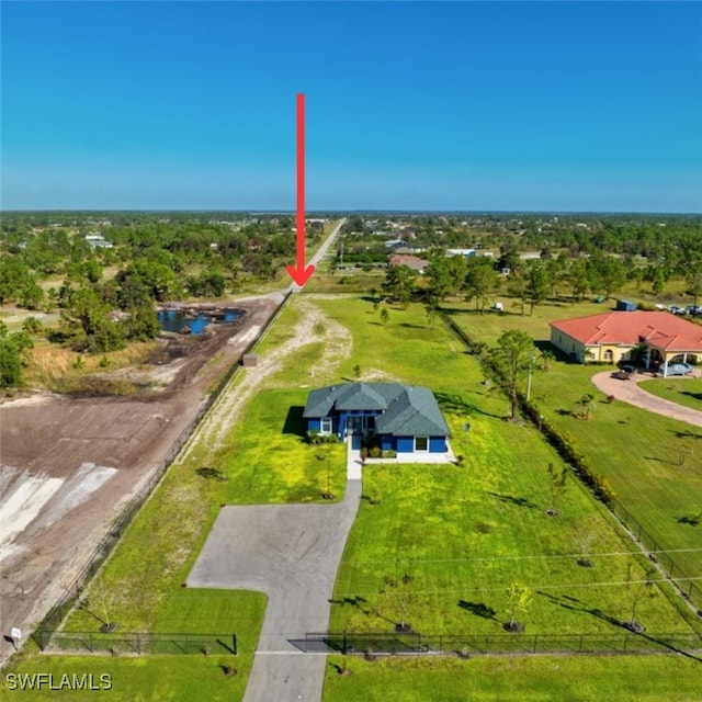 bird's eye view with a rural view