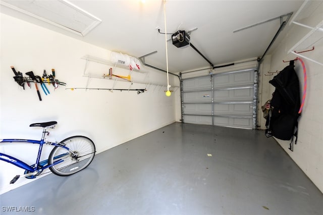 garage with a garage door opener