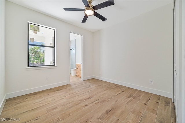 unfurnished room with light hardwood / wood-style floors and ceiling fan