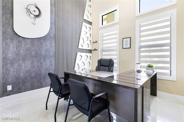 office area featuring tile patterned floors