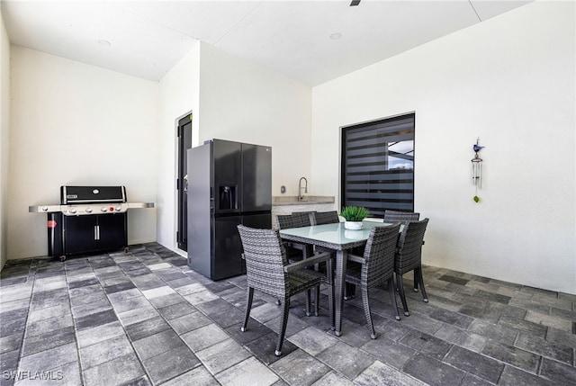 dining space with sink