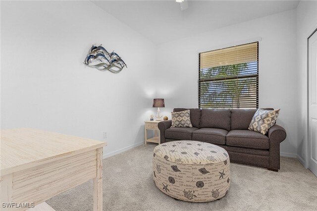 living room with light colored carpet