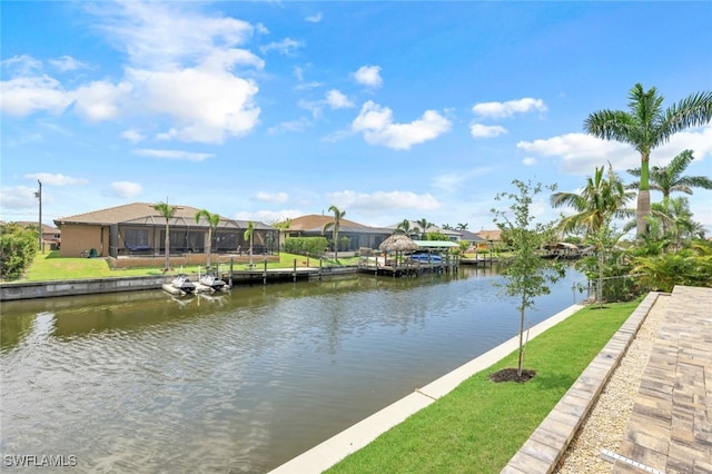 water view featuring a boat dock