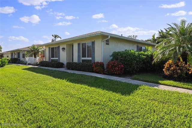 ranch-style home with a front yard