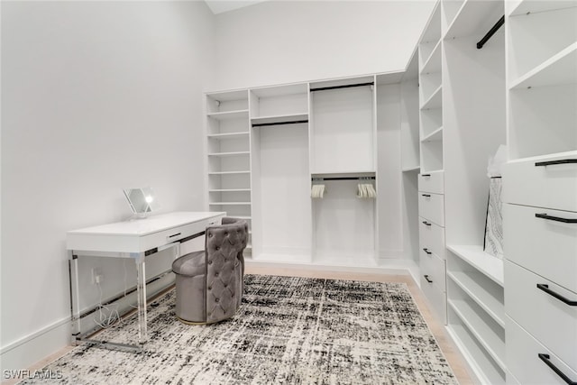 walk in closet featuring wood-type flooring