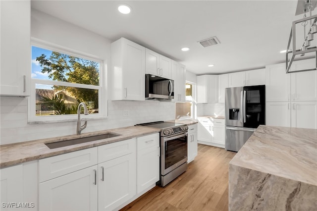 kitchen featuring white cabinetry, stainless steel appliances, and sink