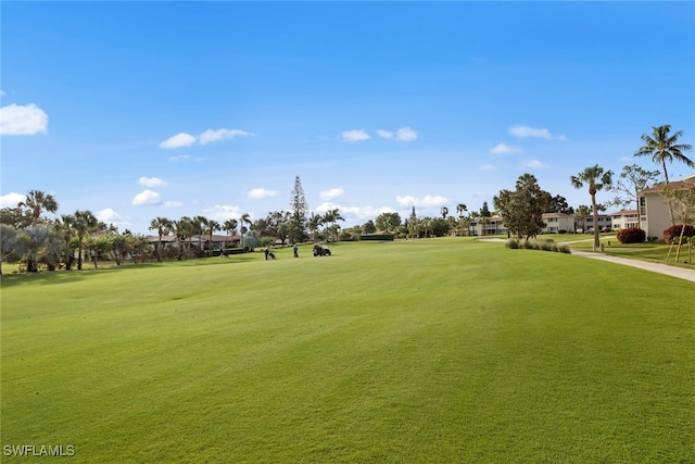 view of property's community with a lawn