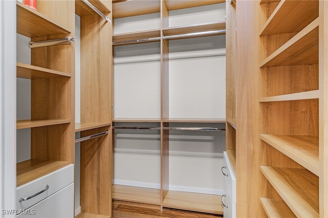 spacious closet featuring hardwood / wood-style floors