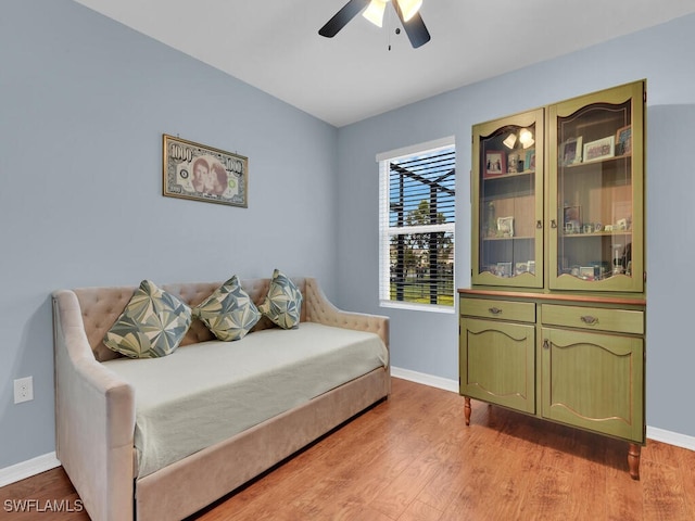 2739 Merida Ln, Cape Coral, FL 33909 - bedroom featuring light wood finished floors, baseboards, and a ceiling fan