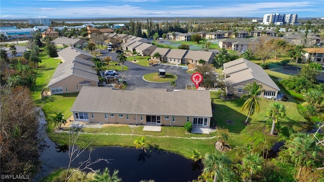 bird's eye view featuring a water view