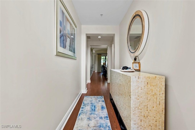 hall featuring dark hardwood / wood-style flooring