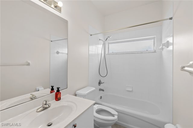 full bathroom featuring vanity, toilet, and bathtub / shower combination