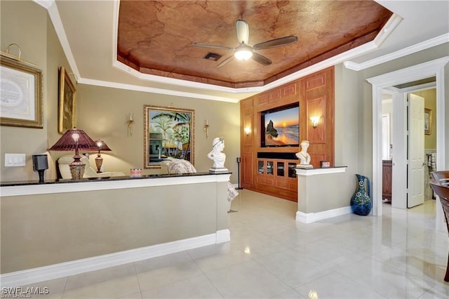 reception area featuring ceiling fan