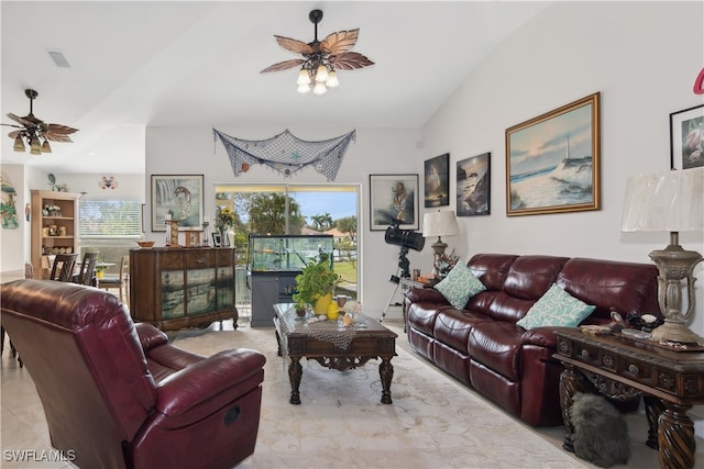 176 Venus Cay Cay, Naples, FL 34114 - living room with lofted ceiling and ceiling fan