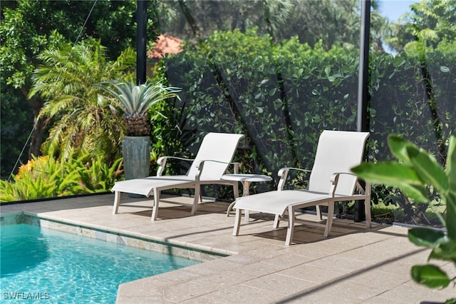 view of swimming pool with a patio