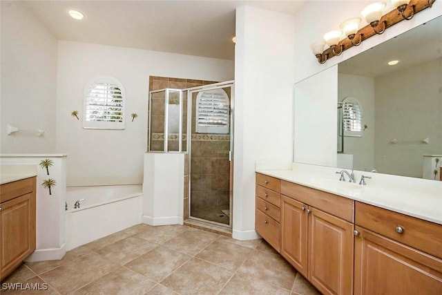 8921 Crown Colony Blvd, Fort Myers, FL 33908 - full bath with vanity, a shower stall, and tile patterned floors