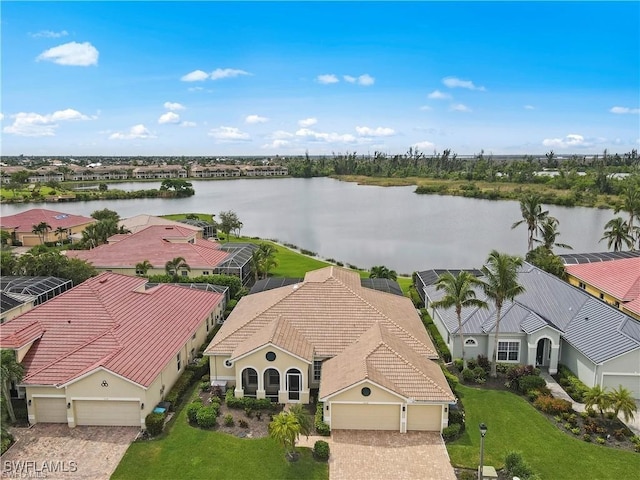 bird's eye view featuring a water view