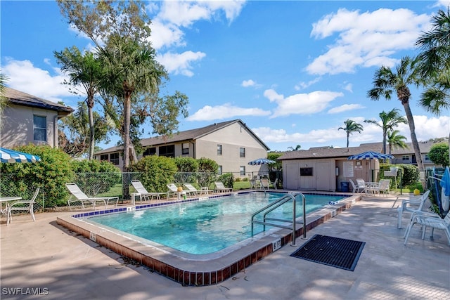 view of pool featuring a patio