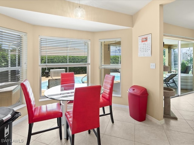 view of tiled dining room