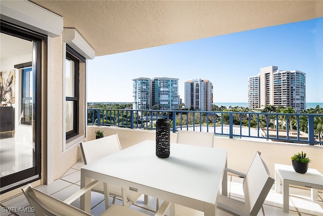 balcony with a water view