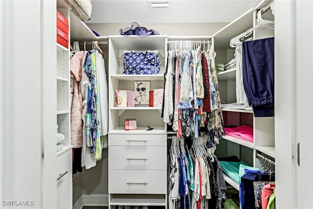 spacious closet with visible vents