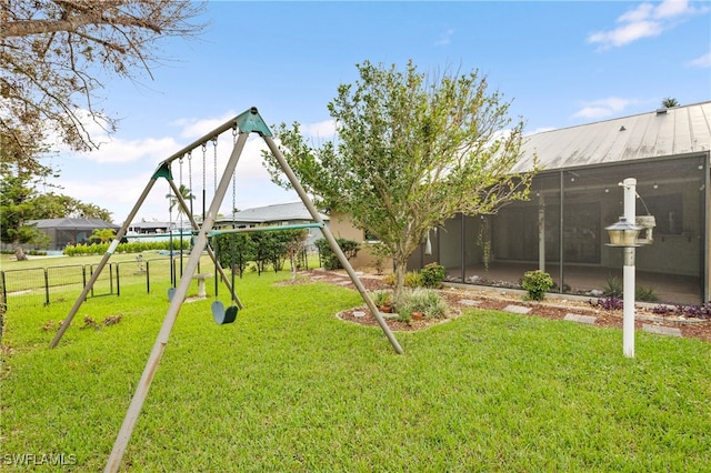 view of yard featuring a playground