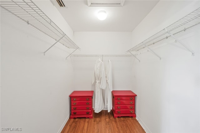 walk in closet featuring hardwood / wood-style floors