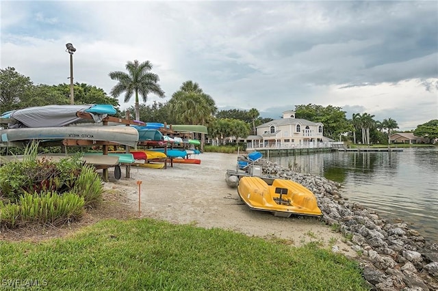 view of playground featuring a water view