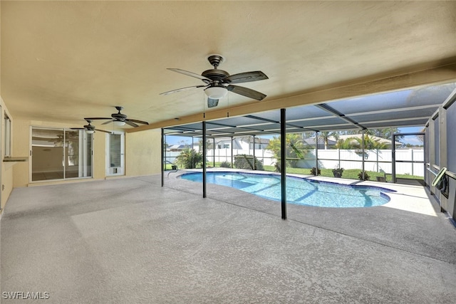 view of pool with ceiling fan