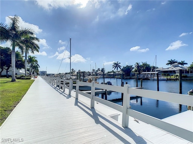 dock area featuring a water view