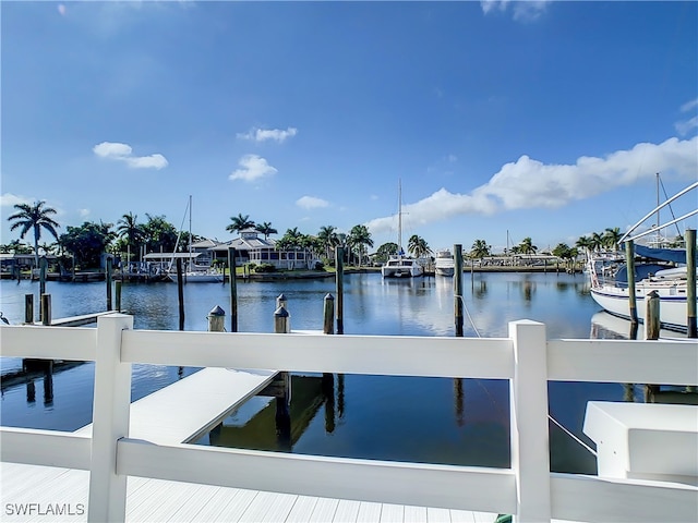 view of dock featuring a water view