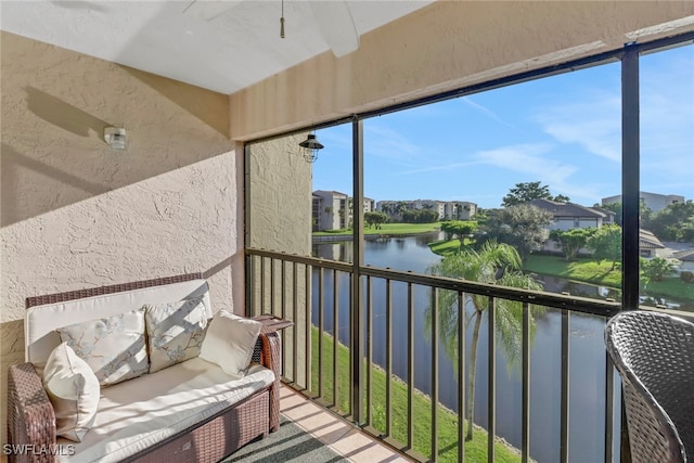 balcony with a water view