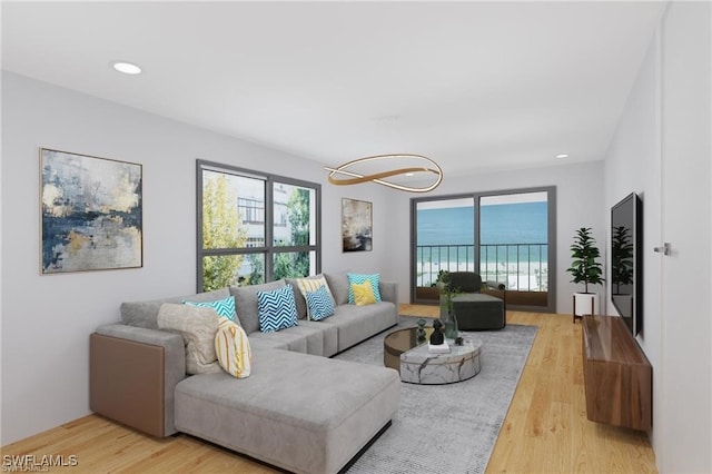 living room featuring light hardwood / wood-style floors