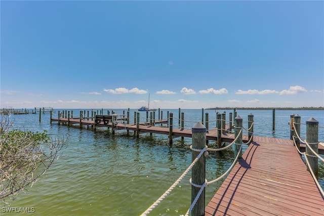 view of dock featuring a water view