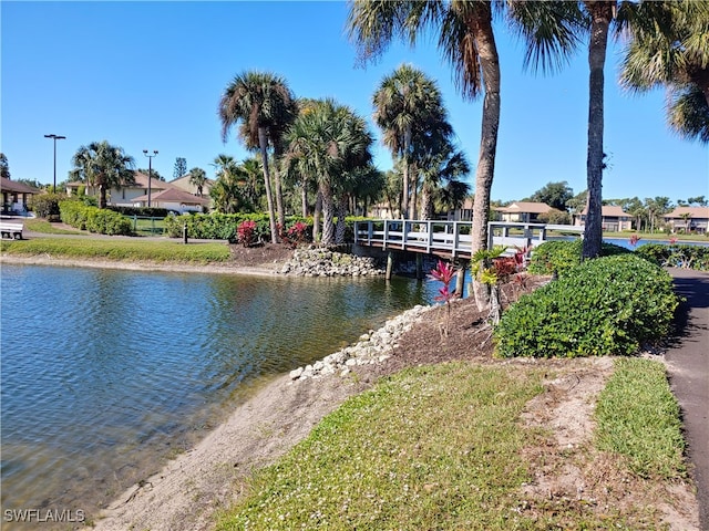 exterior space featuring a water view